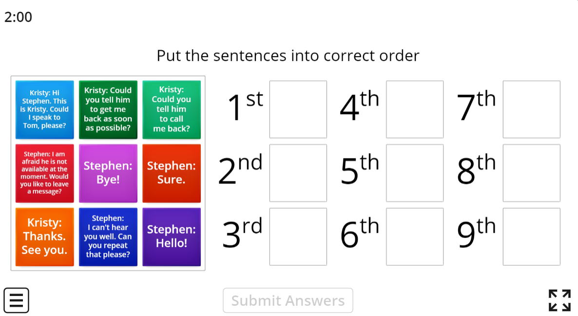 Order the Sentences - Dialogue