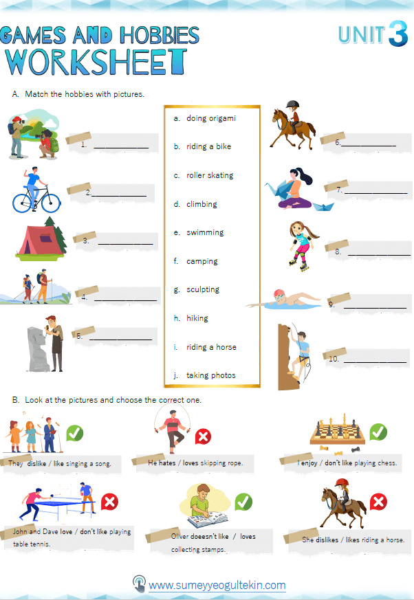 Games and Hobbies - Likes&Dislikes (PDF)