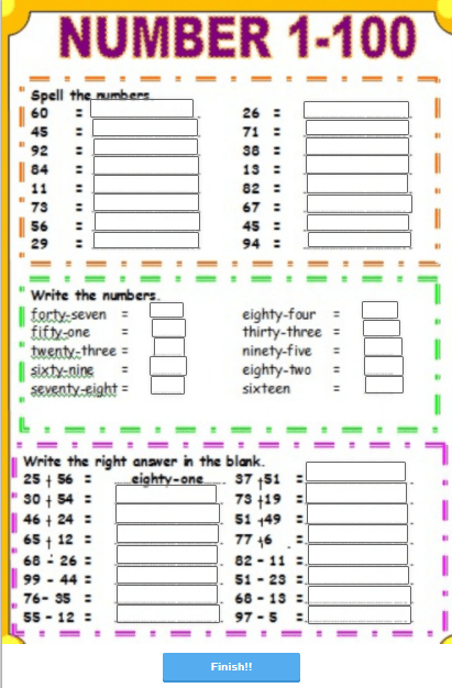 Numbers 1 to 100 activity by san_matteo
