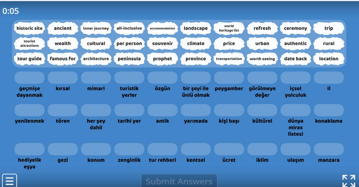 8.7 Tourism Vocabulary (8.Sınıf İngilizce Tourism)