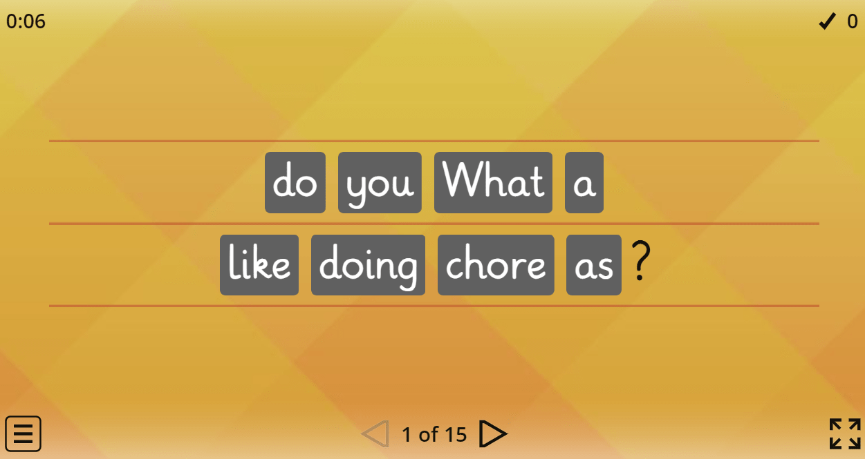 8.8 Chores - Unscramble the sentences (8.sınıf İngilizce Chores)