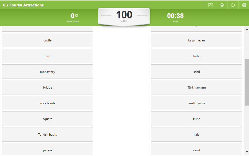 8.7 Tourist Attractions Matching Game