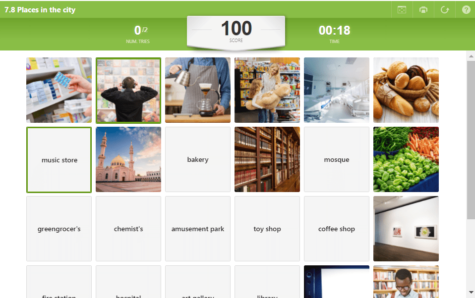 7.8 Public Buildings Memory Game (7.Sınıf İngilizce)