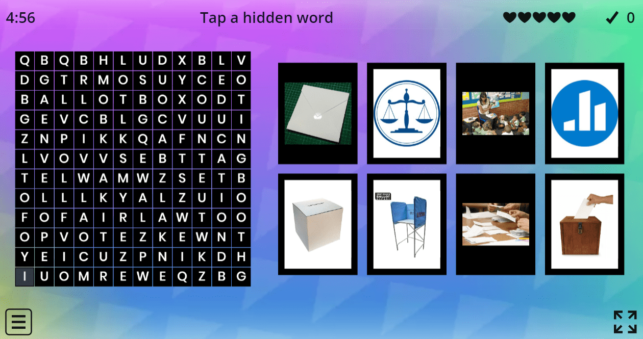 6.10 Democracy Wordsearch Game (6.Sınıf İngilizce)
