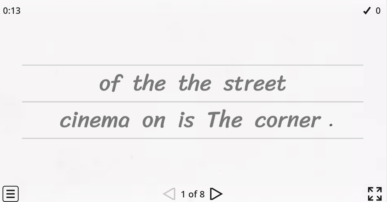 5.2 My Town - Unjumble the Sentences (5.Sınıf İngilizce Oyun)