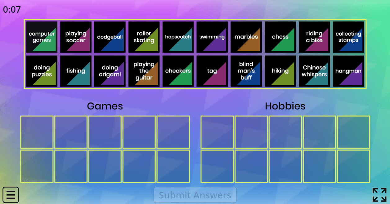 5.3 Games and Hobbies (Group) (5.Sınıf İngilizce Oyun)