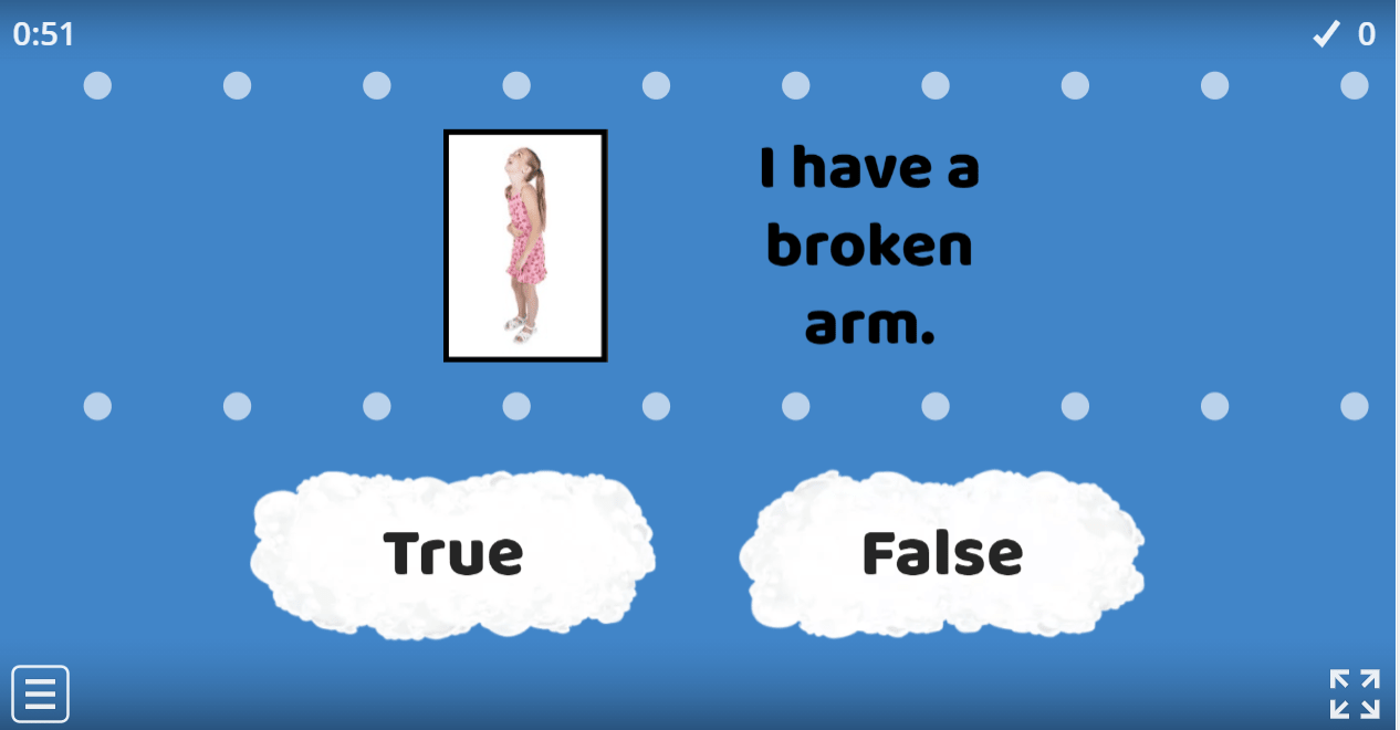 5.5 Illnesses (T/F Game) (5.Sınıf İngilizce Health Oyun)