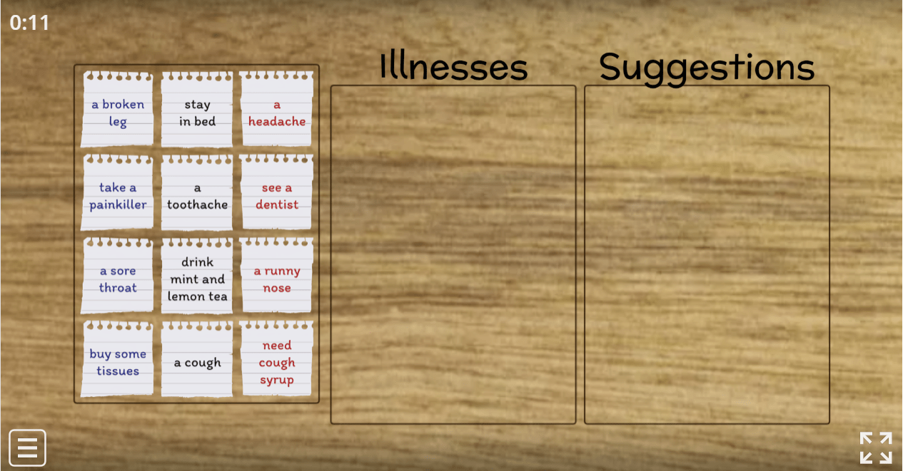 5.5 Illnesses and Suggestions (5. Sınıf İngilizce Oyun)