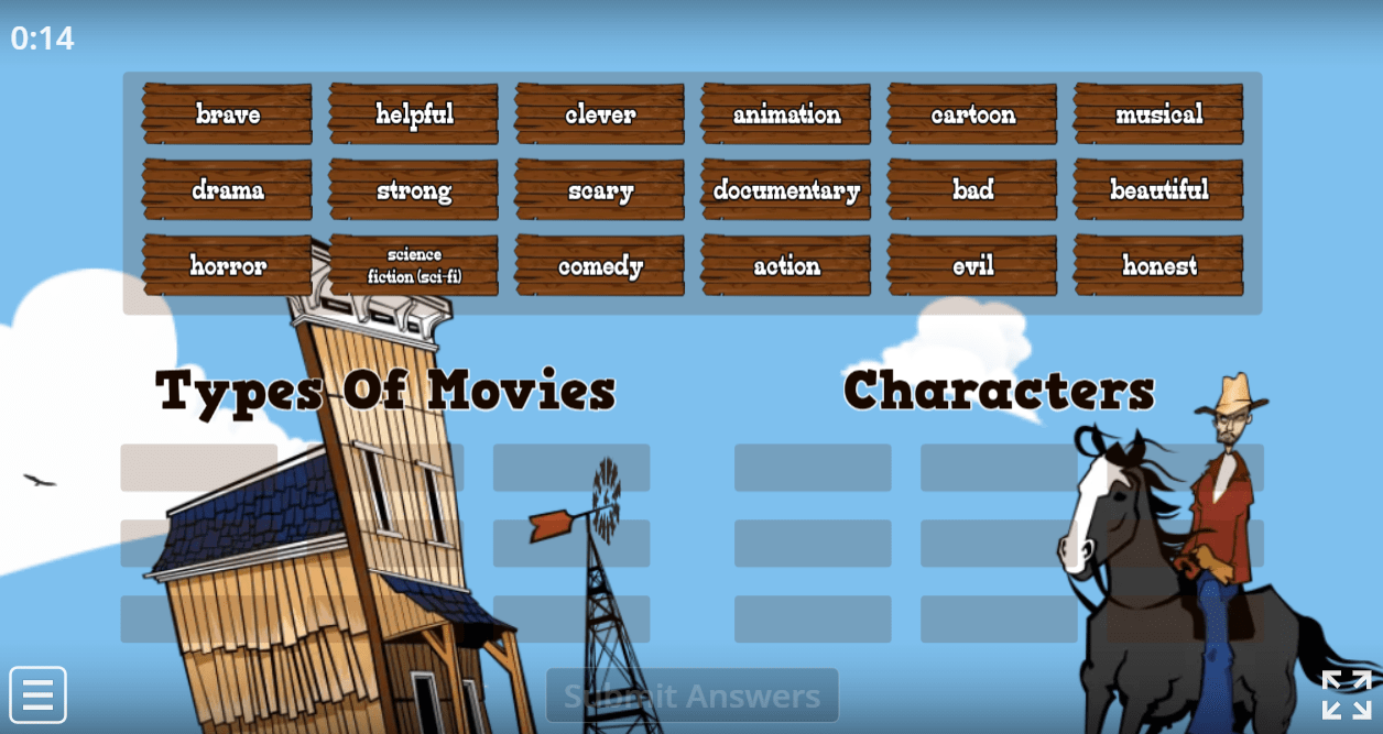 5.6 Types Of Movies & Characters (5.Sınıf İngilizce Oyun)