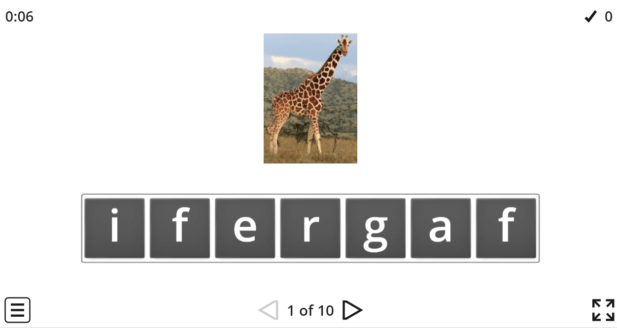 5.9 Animals (Anagram Game)