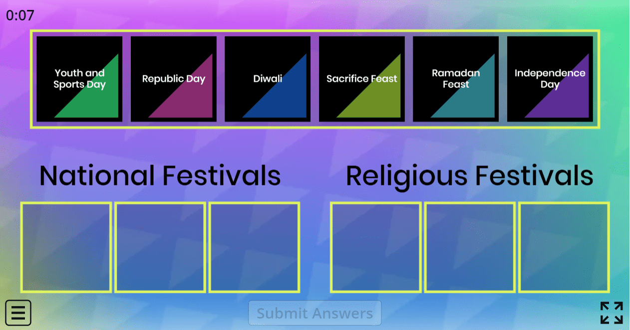 5.10 Festivals (5.Sınıf İngilizce Oyunlar)