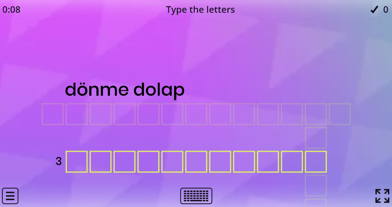 6.5 Fair Rides (Crossword Puzzle) (6. Sınıf İngilizce Oyun)