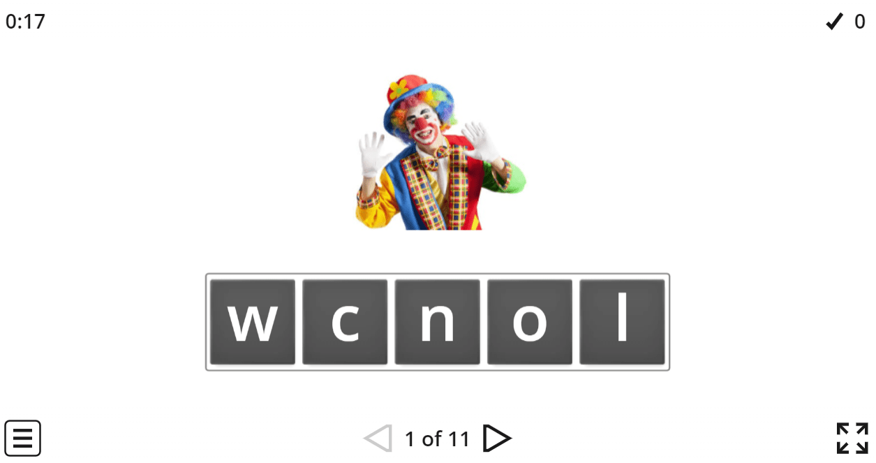 6.5 Fun Fairs (Anagram Game) (6th Grade English Games)